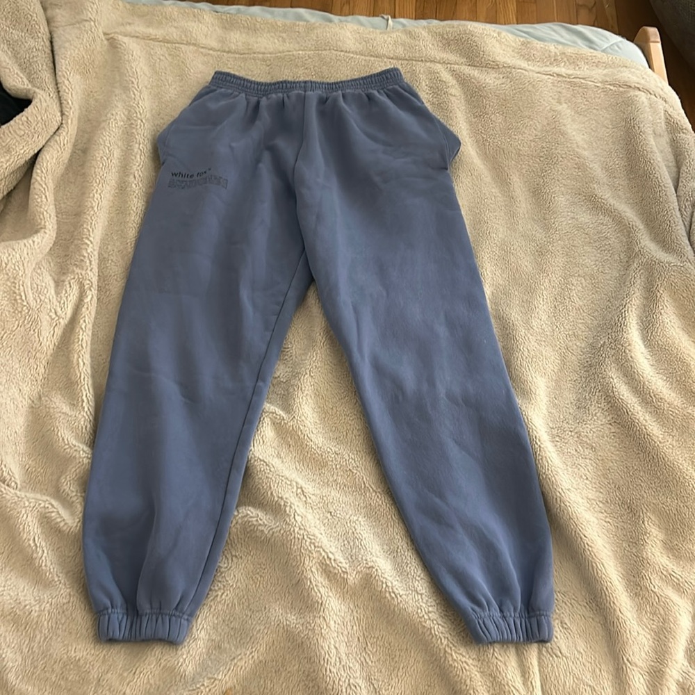 WHITE FOX light blue sweatpants with logo on right leg size S